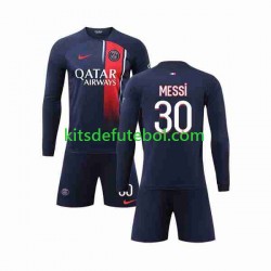 Camisola Paris Saint-Germain Lionel Messi 30 Criança Equipamento principal 2023-2024 Mangas Compridas