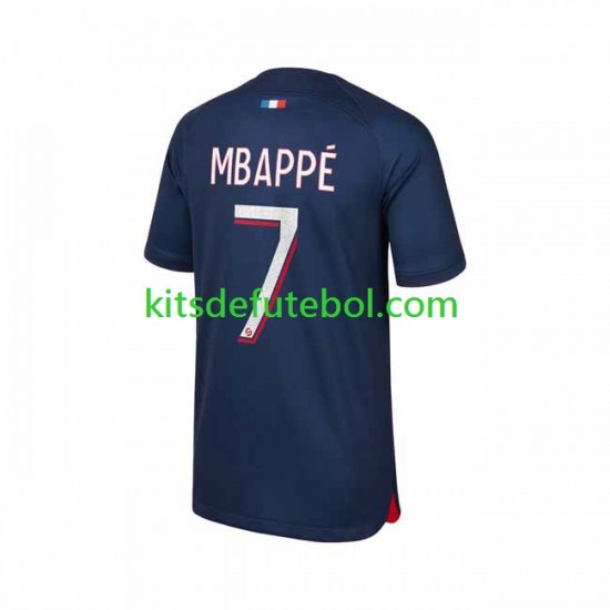 Camisola Paris Saint-Germain Mbappe 7 Homem Equipamento principal 2023-2024 Mangas Curtas
