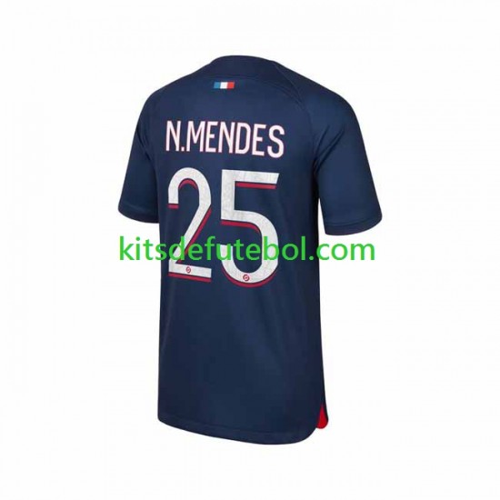 Camisola Paris Saint-Germain N.Mendes 25 Homem Equipamento principal 2023-2024 Mangas Curtas