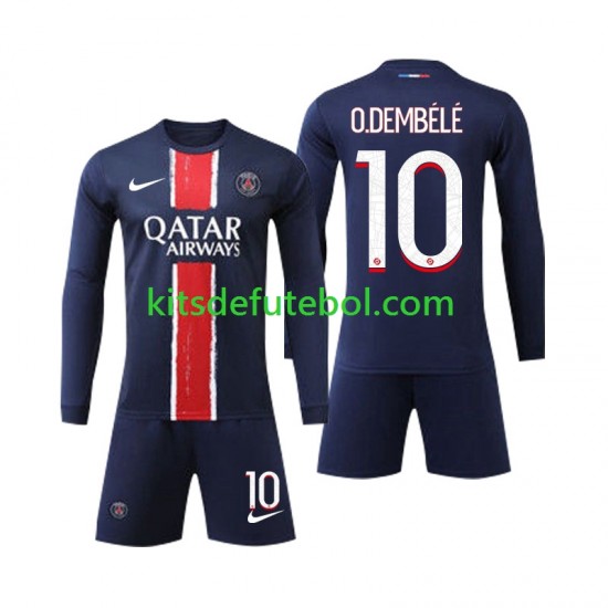 Camisola Paris Saint-Germain O Dembele 10 Criança Equipamento principal 2024-2025 Mangas Compridas
