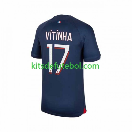 Camisola Paris Saint-Germain Vitinha 17 Homem Equipamento principal 2023-2024 Mangas Curtas