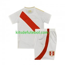 Camisola Seleção da Peruana Branco Copa America Criança Equipamento principal 2024 Mangas Curtas