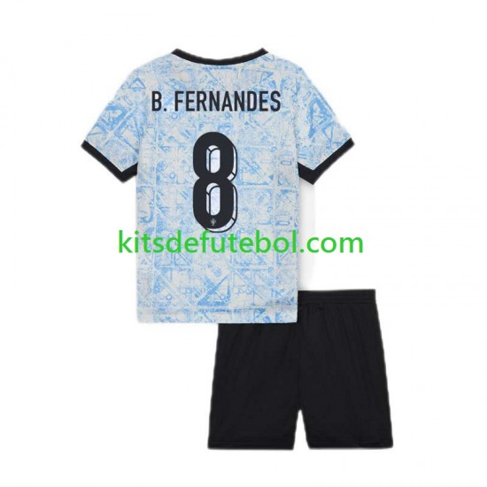 Camisola Seleção da Portuguesa Bruno Fernandes 8 Criança Equipamento alternativo Europeu 2024 Mangas Curtas