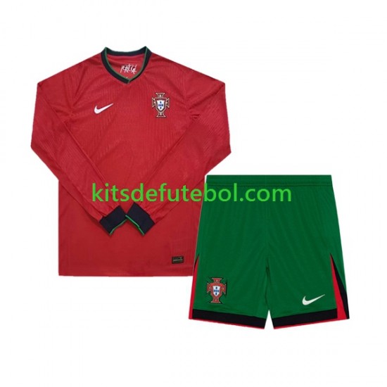 Camisola Seleção da Portuguesa Criança Equipamento principal Europeu 2024 Mangas Compridas