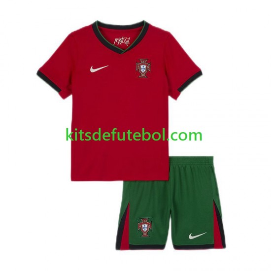 Camisola Seleção da Portuguesa Criança Equipamento principal Europeu 2024 Mangas Curtas