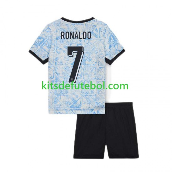 Camisola Seleção da Portuguesa Cristiano Ronaldo 7 Criança Equipamento alternativo Europeu 2024 Mangas Curtas
