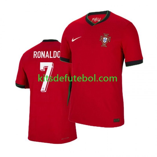 Camisola Seleção da Portuguesa Cristiano Ronaldo 7 Homem Equipamento principal Europeu 2024 Mangas Curtas