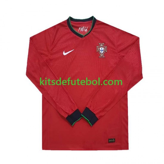 Camisola Seleção da Portuguesa Vermelho Homem Equipamento principal Europeu 2024 Mangas Compridas