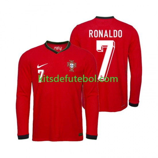 Camisola Seleção da Portuguesa Ronaldo 7 Homem Equipamento principal Europeu 2024 Mangas Compridas