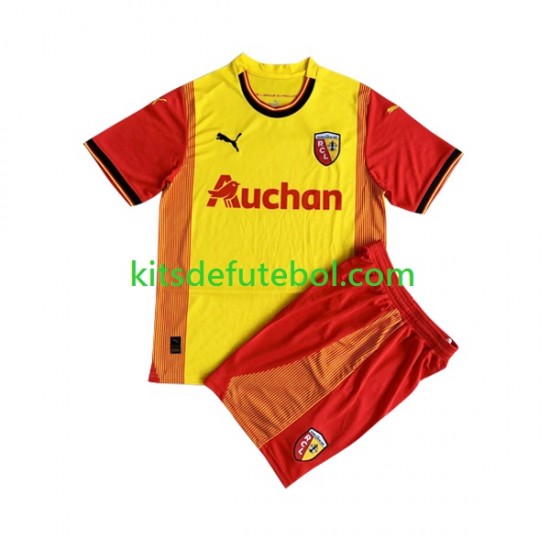 Camisola RC Lens Criança Equipamento principal 2023-2024 Mangas Curtas