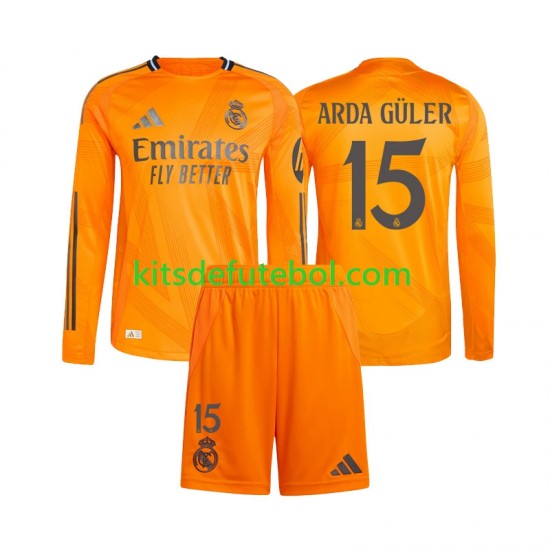Camisola Real Madrid Arda Guler 15 Criança Equipamento alternativo 2024-2025 Mangas Compridas