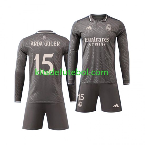 Camisola Real Madrid Arda Guler 15 Criança Terceiro equipamento 2024-2025 Mangas Compridas