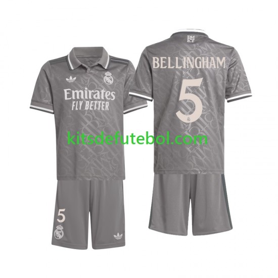 Camisola Real Madrid Bellingham 5 Criança Terceiro equipamento 2024-2025 Mangas Curtas