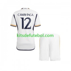 Camisola Real Madrid Camavinga 12 Criança Equipamento principal 2023-2024 Mangas Curtas