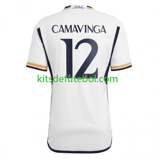Camisola Real Madrid Camavinga 12 Homem Equipamento principal 2023-2024 Mangas Curtas