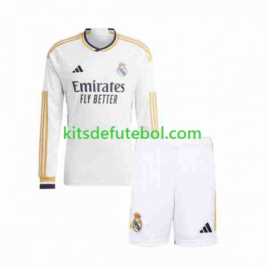 Camisola Real Madrid Criança Equipamento principal 2023-2024 Mangas Compridas