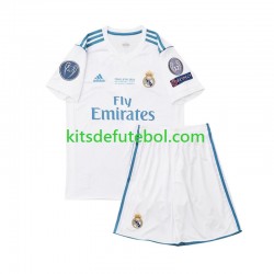 Camisola Retrô Real Madrid Criança Equipamento principal 2017 Mangas Curtas