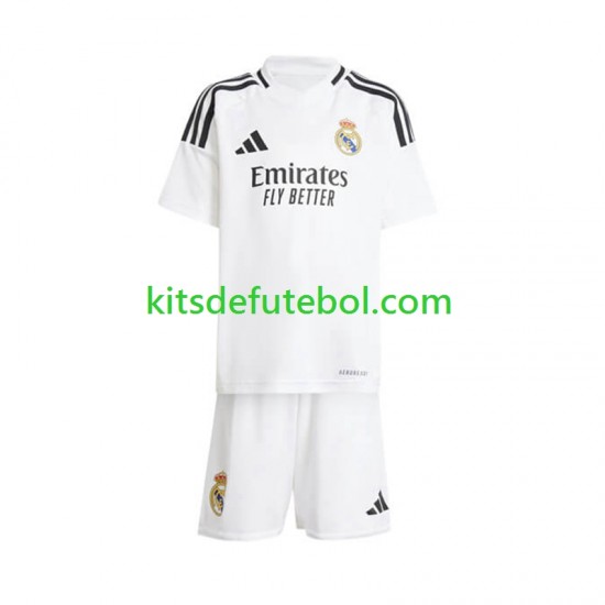 Camisola Real Madrid Branco Criança Equipamento principal 2024-2025 Mangas Curtas