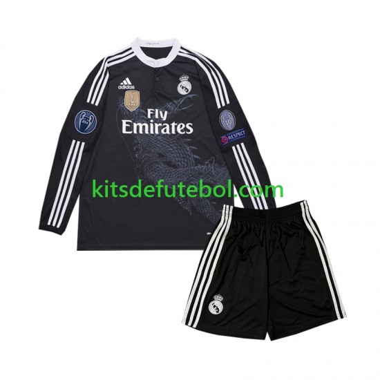 Camisola Retrô Real Madrid Criança Terceiro equipamento 2014 Mangas Compridas