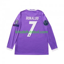Camisola Retrô Real Madrid Cristiano Ronaldo 7 Criança Equipamento alternativo 2016 Mangas Compridas
