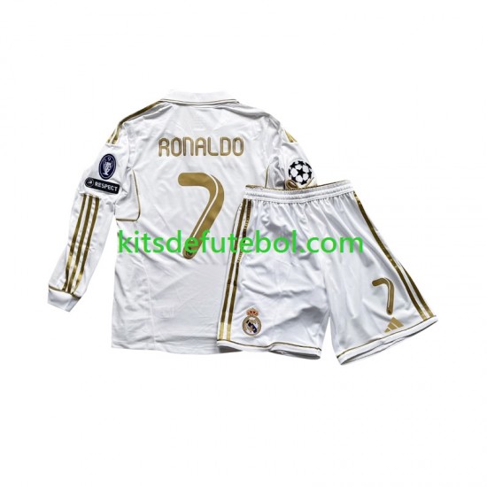 Camisola Real Madrid Cristiano Ronaldo 7 Criança Equipamento principal 2011 Mangas Compridas