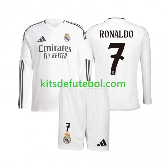 Camisola Real Madrid Cristiano Ronaldo 7 Criança Equipamento principal 2024-2025 Mangas Compridas