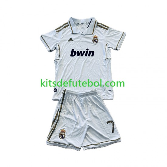 Camisola Retrô Real Madrid Cristiano Ronaldo 7 - Criança Equipamento principal 2011 2012 Mangas Curtas