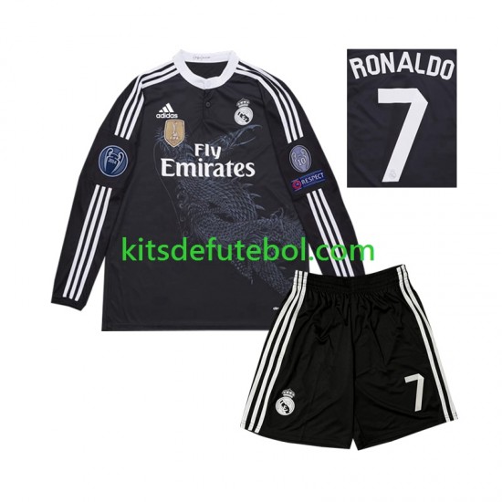 Camisola Retrô Real Madrid Cristiano Ronaldo 7 Criança Terceiro equipamento 2014 Mangas Compridas