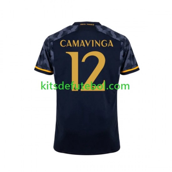 Camisola Real Madrid EDUARDO CAMAVINGA 12 Homem Equipamento alternativo 2023-2024 Mangas Curtas