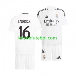 Camisola Real Madrid ENDRICK 16 Criança Equipamento principal 2024-2025 Mangas Curtas