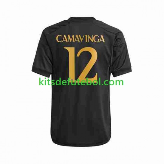 Camisola Real Madrid Eduardo Camavinga 12 Homem Terceiro equipamento 2023-2024 Mangas Curtas