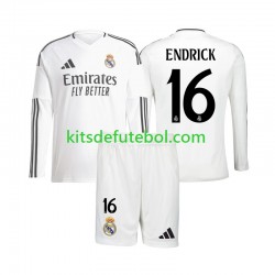 Camisola Real Madrid Endrick 16 Criança Equipamento principal 2024-2025 Mangas Compridas