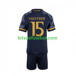 Camisola Real Madrid Federico Valverde 15 Criança Equipamento alternativo 2023-2024 Mangas Curtas
