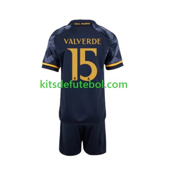 Camisola Real Madrid Federico Valverde 15 Criança Equipamento alternativo 2023-2024 Mangas Curtas