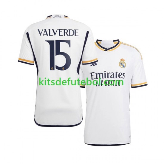 Camisola Real Madrid Federico Valverde 15 Homem Equipamento principal 2023-2024 Mangas Curtas