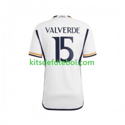Camisola Real Madrid Federico Valverde 15 Homem Equipamento principal 2023-2024 Mangas Curtas