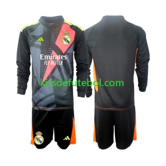 Camisola de Guarda-redes Real Madrid Preto Criança Equipamento alternativo 2024-2025 Mangas Compridas