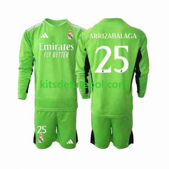 Camisola de Guarda-redes Real Madrid Kepa Arrizabalaga 25 Criança Equipamento principal 2023-2024 Mangas Compridas