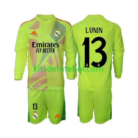 Camisola de Guarda-redes Real Madrid Lunin 13 Criança Quarto equipamento 2024-2025 Mangas Compridas