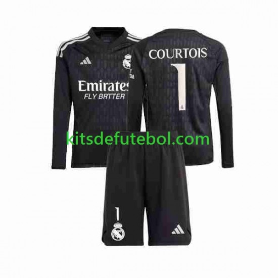 Camisola de Guarda-redes Real Madrid Thibaut Courtois 1 Criança Equipamento alternativo 2023-2024 Mangas Compridas