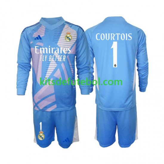 Camisola de Guarda-redes Real Madrid Thibaut Courtois 1 Criança Equipamento principal 2024-2025 Mangas Compridas