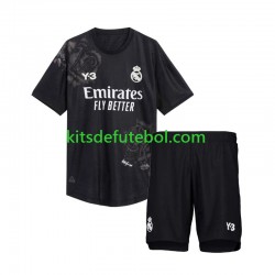 Camisola de Guarda-redes Real Madrid Preto Y3 Criança Quarto equipamento 2023-2024 Mangas Curtas
