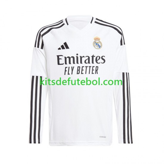 Camisola Real Madrid Branco Homem Equipamento principal 2024-2025 Mangas Compridas