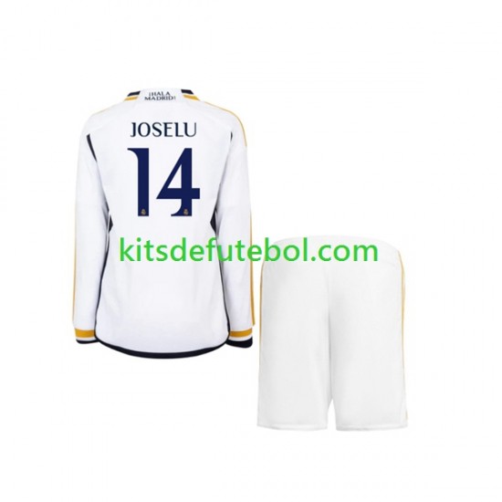Camisola Real Madrid JOSELU 14 Criança Equipamento principal 2023-2024 Mangas Compridas