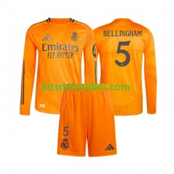 Camisola Real Madrid Jude Bellingham 5 Criança Equipamento alternativo 2024-2025 Mangas Compridas