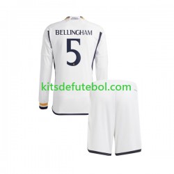 Camisola Real Madrid Jude Bellingham 5 Criança Equipamento principal 2023-2024 Mangas Compridas