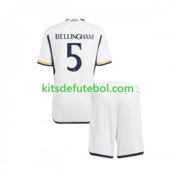 Camisola Real Madrid Jude Bellingham 5 Criança Equipamento principal 2023-2024 Mangas Curtas