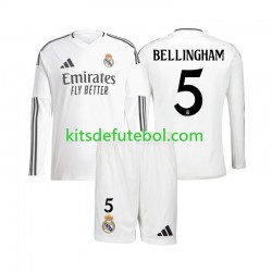 Camisola Real Madrid Jude Bellingham 5 Criança Equipamento principal 2024-2025 Mangas Compridas