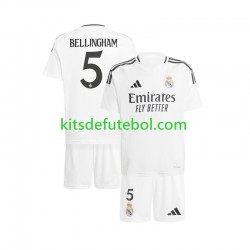Camisola Real Madrid Branco Jude Bellingham 5 Criança Equipamento principal 2024-2025 Mangas Curtas