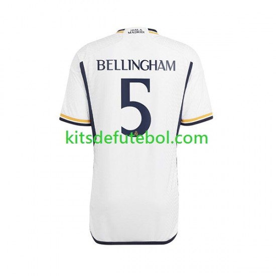 Camisola Real Madrid Jude Bellingham 5 Homem Equipamento principal 2023-2024 Mangas Curtas